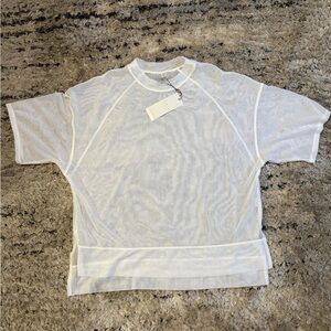 Calia White Sheer Short Sleeve Top medium